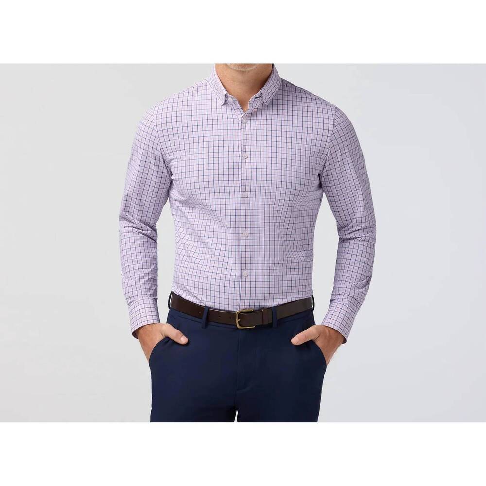 NEW MIZZEN + MAIN leeward dress shirt in pink salt wyatt plaid